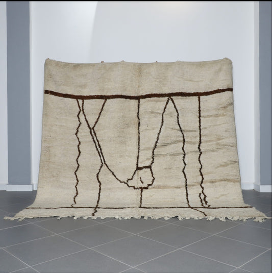 Classic Moroccan Beni Ourain Rug with Abstract Lines