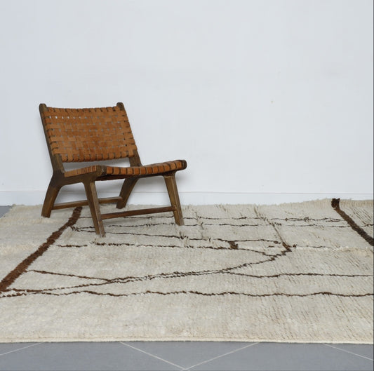 Classic Moroccan Beni Ourain Rug with Abstract Lines