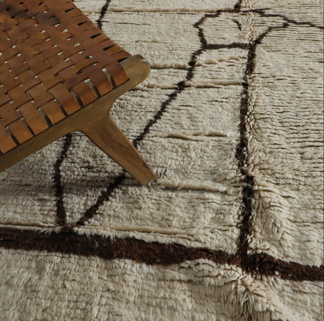 Classic Moroccan Beni Ourain Rug with Abstract Lines