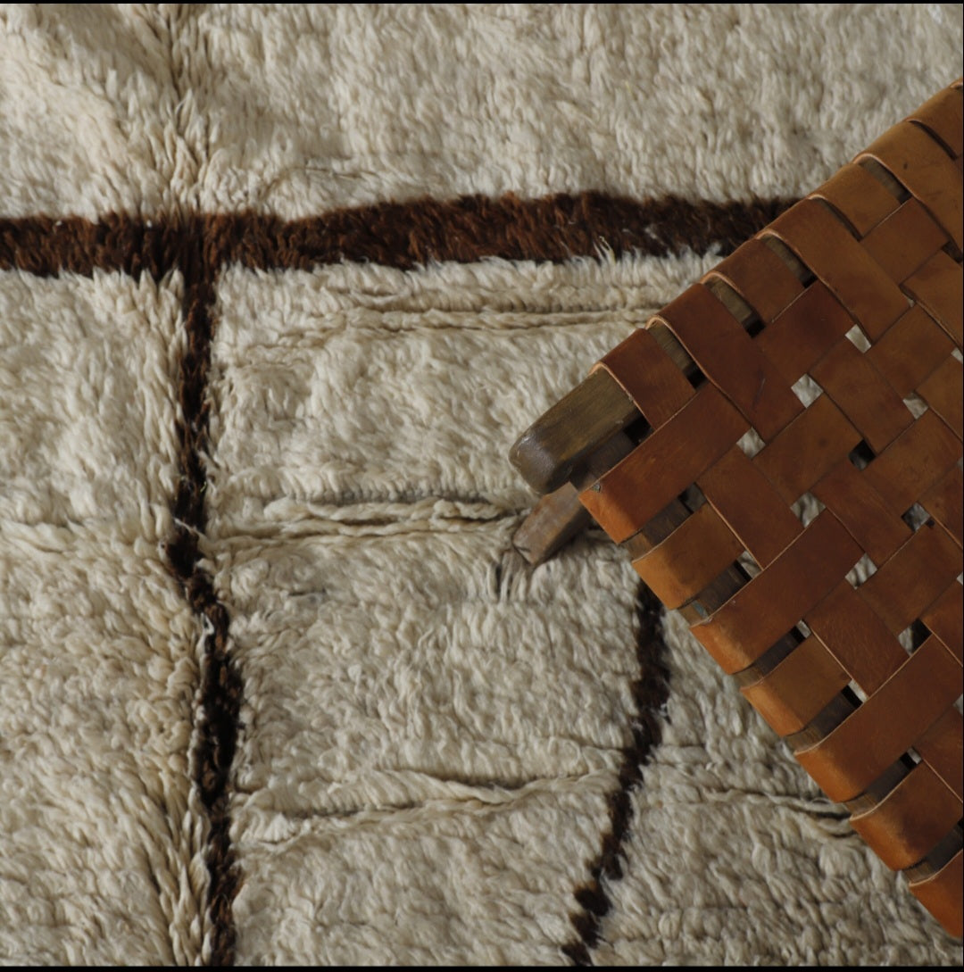 Classic Moroccan Beni Ourain Rug with Abstract Lines