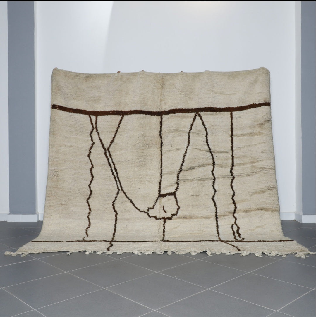 Classic Moroccan Beni Ourain Rug with Abstract Lines