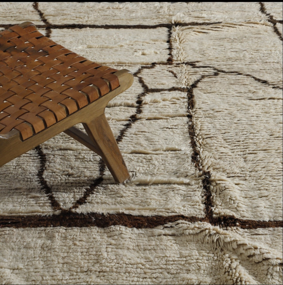 Classic Moroccan Beni Ourain Rug with Abstract Lines
